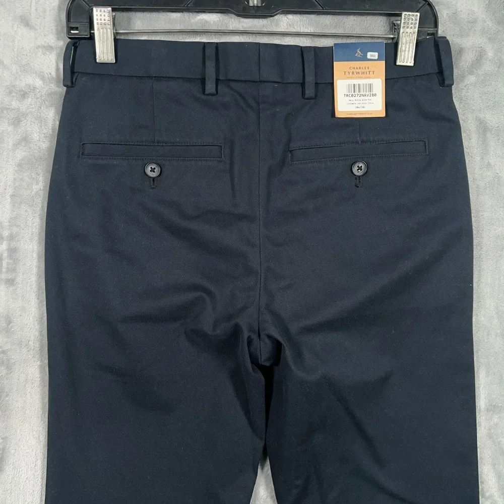 Charles Tyrwhitt Navy Blue Chino Pants Mens 28x30 New Extra Slim‎ Fit Straight